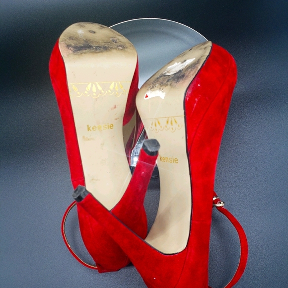 Kensie Nicky Platform Ankle Strap Heels Red Sz 8 - Picture 8 of 8